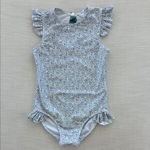 Minnow Swim Girls Floral Ruffle Sleeve Swim suit